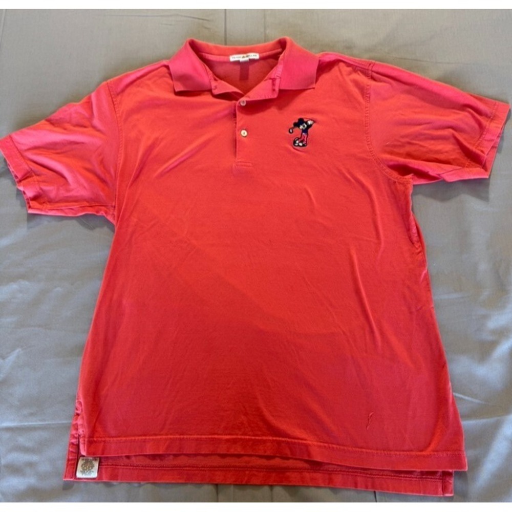 Peter Millar Shirt‎ Men's Medium Red Pink Mickey Mouse Disney Golf